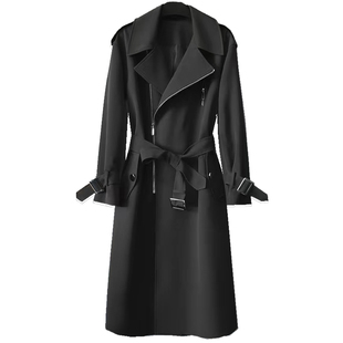 设计感风衣男长度过膝盖位置英伦帅气青年加肥加大宽松大码 外套