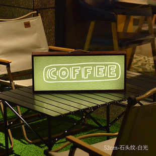 网红复古咖啡标语灯箱广告牌创意摆摊小夜灯咖啡店酒馆氛围led灯箱吧台摆设家居夜可充电断电换灯片电子灯箱