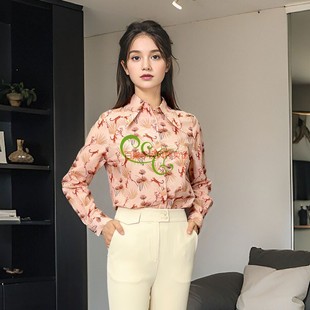 女FD7795 通勤上衣大方减龄轻奢洋气真丝舒适印花衬衫 臣枫春季 新款