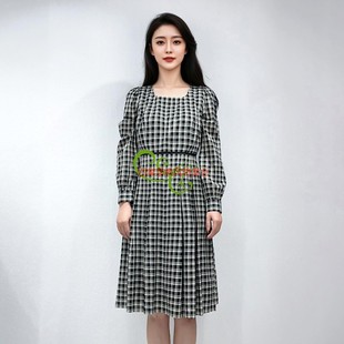 复古风连衣裙FD8335 气质高腰显瘦法式 臣枫通勤舒适经典 千鸟格时尚
