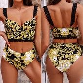 2020新款 欧美蕾丝肩带比基尼热卖 女士分体泳衣亚马逊爆款 性感泳装
