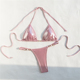 热卖 新款 饰品三角包性感比基尼女度假两件套泳衣沙滩挂脖分体泳装
