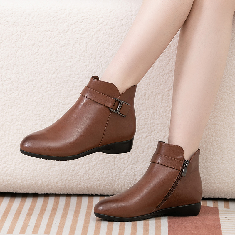 平底短靴子女软底舒适矮靴妈妈鞋