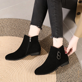 女鞋 2025新款 秋冬季 磨砂皮绒面平底短靴女软底加绒马丁靴瘦瘦靴子