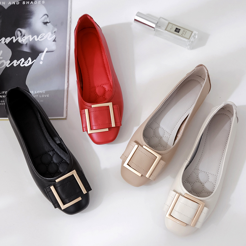 软皮孕妇舒适风淑女平底单鞋舒适