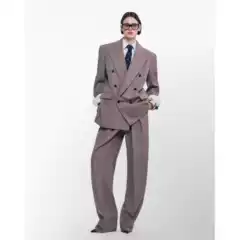 YSL New Runway Khaki Caviar Wool Double-Breasted Women's Suit Set