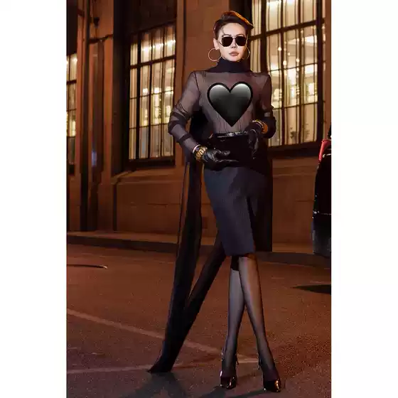 New Ysl Silk Shirt, Mulberry Silk Stand-Collar Base Shirt, Long-Sleeve Hollow-Out Sexy Sheer Top