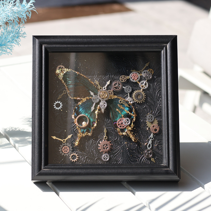 赛博朋克机械蝴蝶标本diy材料包装饰画高级感生日礼物送男友女友