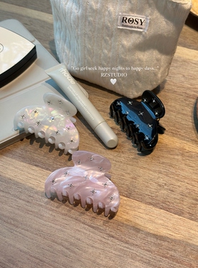 RZSTUDIO 淡淡粉 Soft Girl水钻发抓发箍 中号半扎抓夹