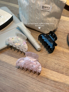 RZSTUDIO 淡淡粉 Soft Girl水钻发抓发箍 中号半扎抓夹
