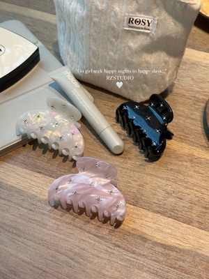 RZSTUDIO 淡淡粉 Soft Girl水钻发抓发箍 中号半扎抓夹