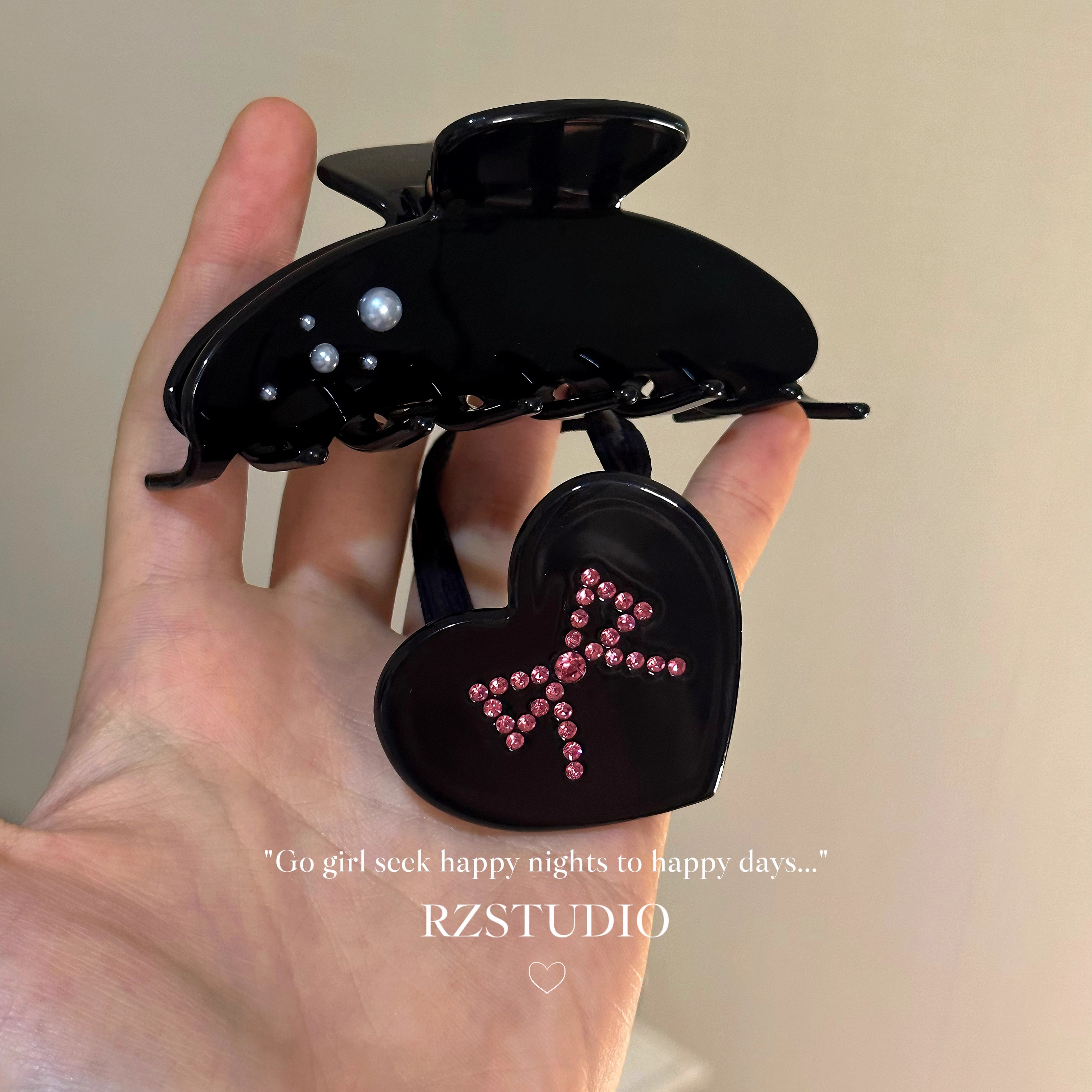 Black Sweetheart法式复古甜美黑色系发抓 精致高级质感醋酸发抓