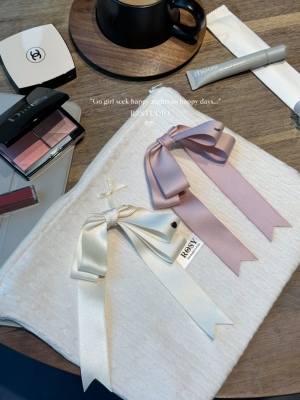 RZSTUDIO“vanilla girly”垂耳兔蝴蝶结发夹  少女丝带鸭嘴夹