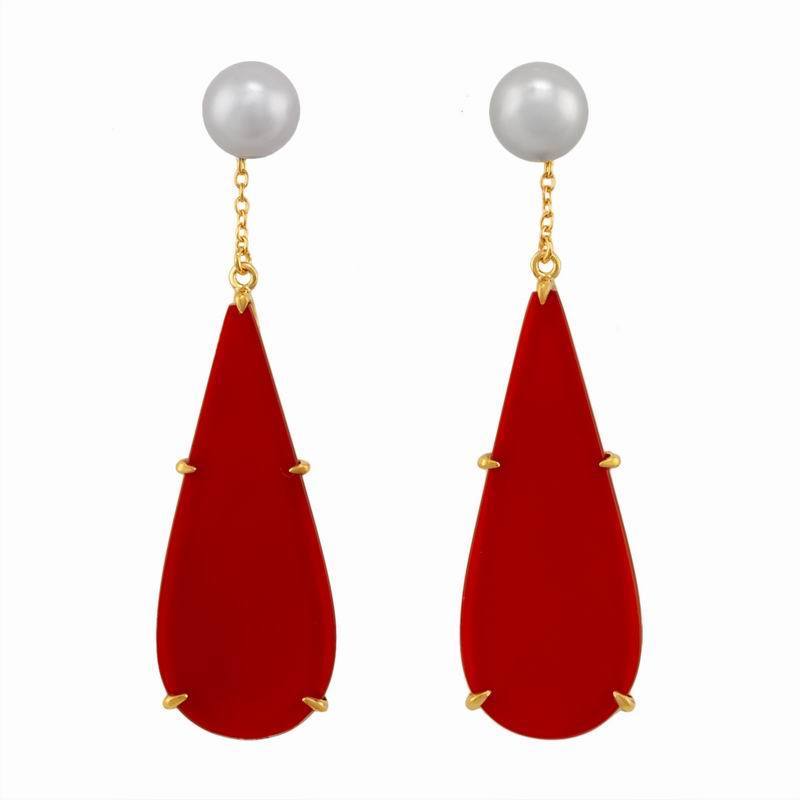 硬糖红玛瑙珍珠2025新年红色耳环