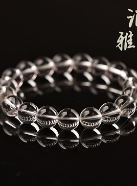 天然白水晶手链东海水晶白水晶手串手饰手链女串珠手链天然水晶