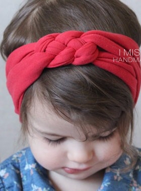大红色中国结欧美风宝宝头饰发带纯棉弹力婴儿囟门发饰满49包邮