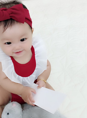 酒红色宝宝护囟门发带 婴儿可爱蝴蝶结公主0~3岁遮卤门护囟门发饰