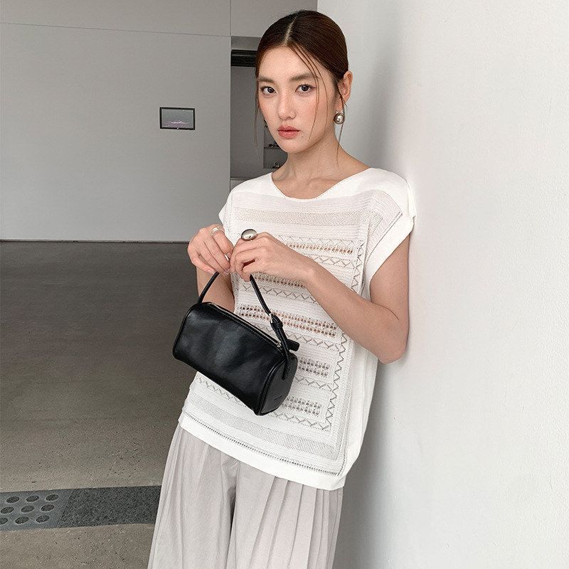 正反两穿！气质老钱醋酸镂空理肌感小飞袖针织衫女夏季新款