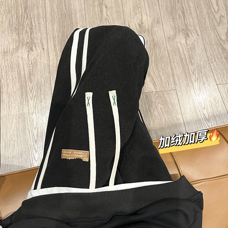 欧棉绒秋冬加绒加厚休闲裤男女拖地裤kk338p55加绒60控75,男装休闲裤,星座712