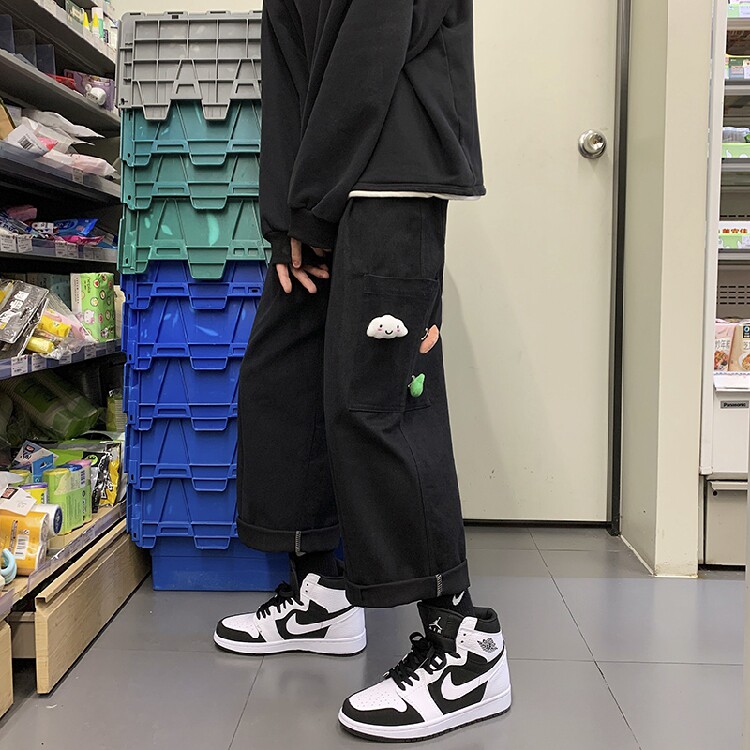 工装裤男秋季新款宽松直筒老爹裤送公仔KK103P55,男装休闲裤,星座712