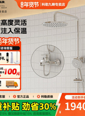 科勒淋浴花洒齐乐双花洒龙头挂墙式淋浴柱淋雨器套装K-R75517T