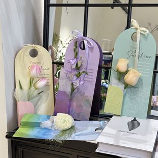 情人节手提花盒diy插花盒包花材料鲜花包装盒手提袋单支花束包装