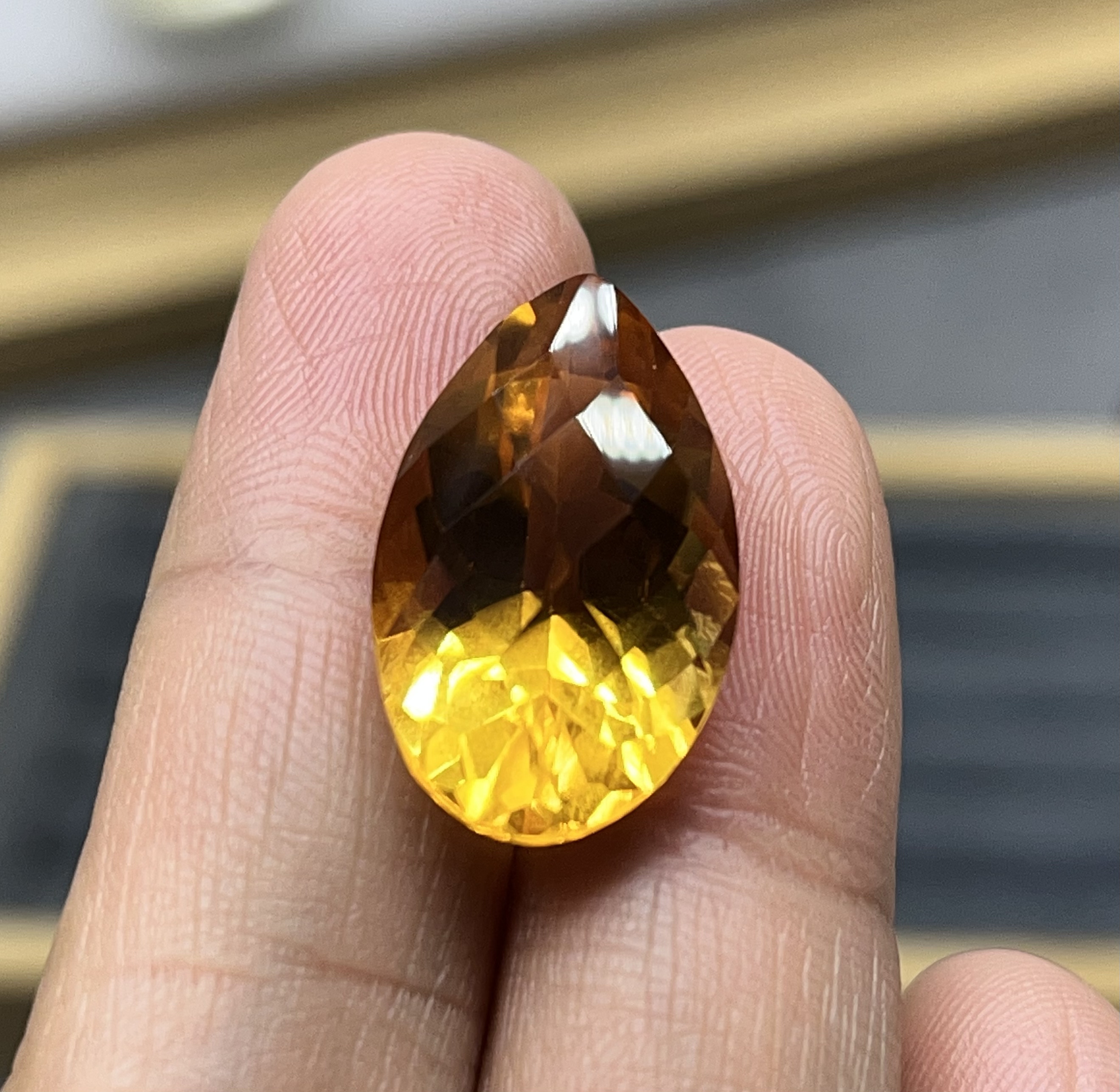 天然黄水晶裸石戒面镶嵌天然巴西黄水晶裸石戒面水滴宝石戒指吊坠