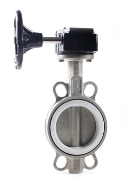 D371F-16P不锈钢手动涡轮对夹蝶阀304/316衬四氟耐酸碱DN100 150