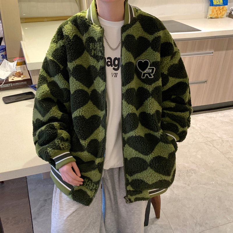 3冬季港风宽松休闲羊羔毛冬立领加棉保暖棉衣男XZ405-1-Y14,男装棉衣,星座405-1