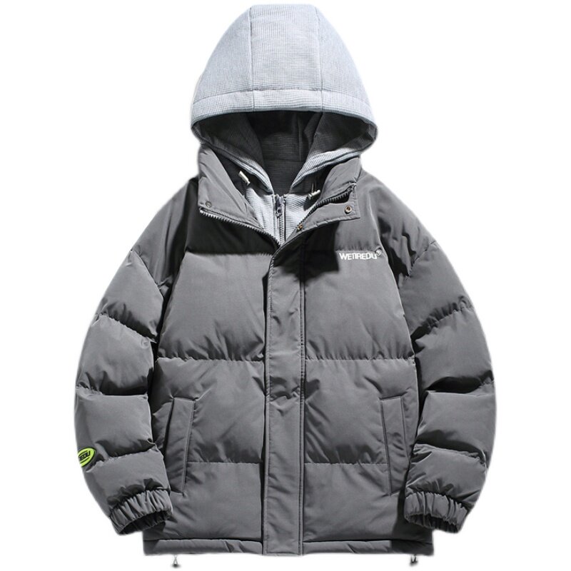 3冬季加厚青年拉链假两件连帽棉服男XZ405-1-Y18,男装棉衣,星座405-1