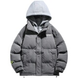 3冬季加厚青年拉链假两件连帽棉服男XZ405-1-Y18，男装棉衣，星座405-1
