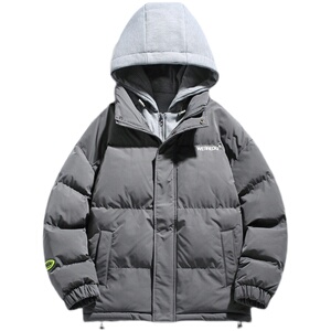 3冬季加厚青年拉链假两件连帽棉服男XZ405-1-Y18图片