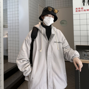3港风潮流休闲宽松连帽外套大码羊羔毛加厚棉服XZ405-1-WY9901-12图片