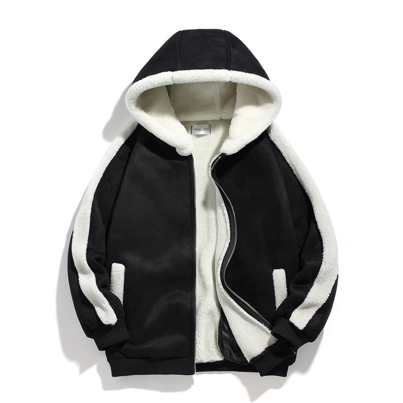 2白底潮流男士大码加厚连帽羊羔毛棉服XZ405-1-Y06,男装棉衣,星座405-1