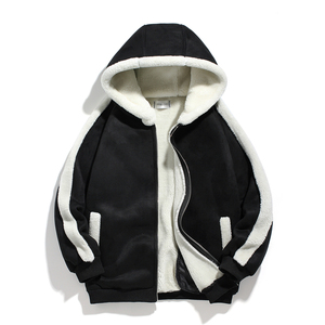 2白底潮流男士大码加厚连帽羊羔毛棉服XZ405-1-Y06图片
