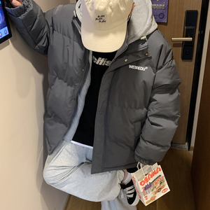 3冬季加厚青年拉链假两件连帽棉服男XZ405-1-Y18图片