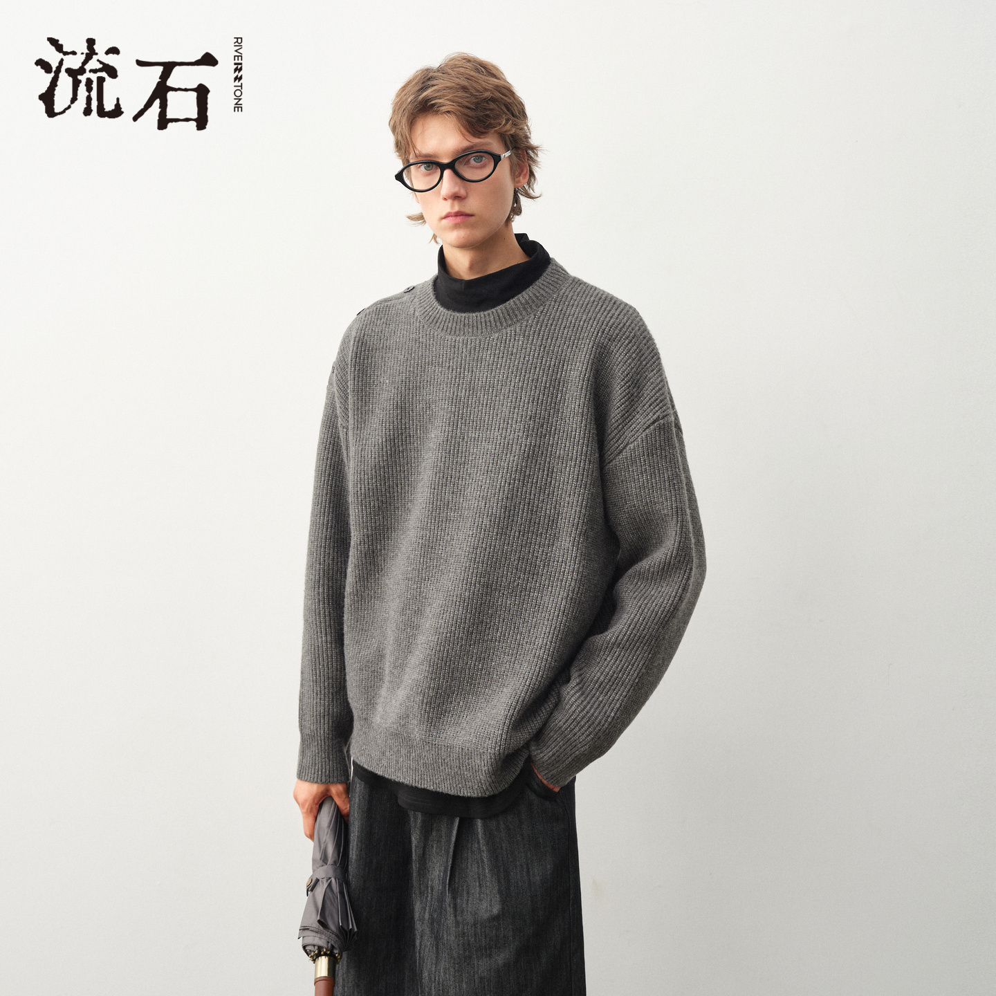 商场同款流石男装肌理长袖针织衫