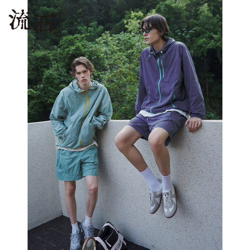 商场同款流石男装个性连帽防晒衣