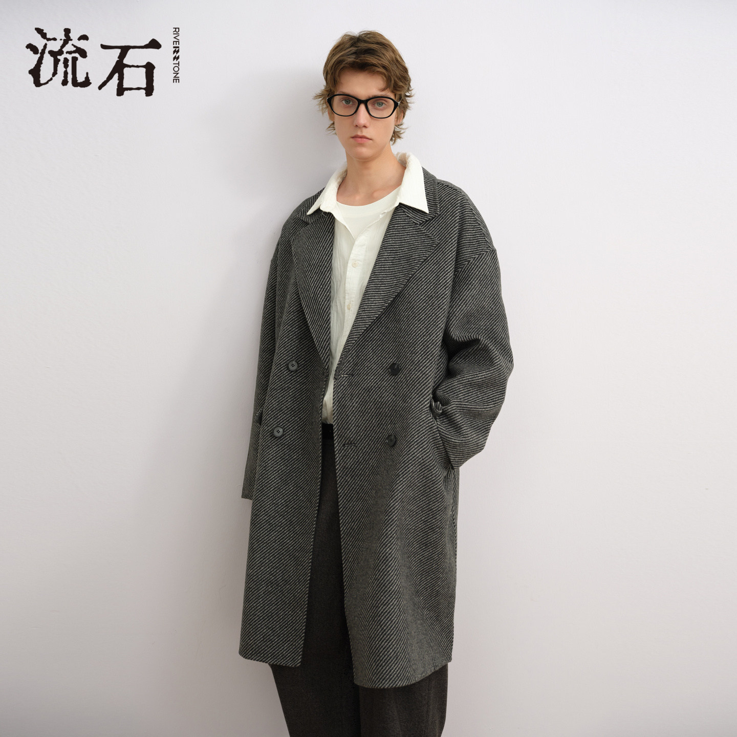 流石男装绵羊毛呢长款大衣2025年冬季新款男士高端保暖翻领外套潮,男装,毛呢大衣,淘宝优惠券,粉丝福利购,淘宝优惠卷