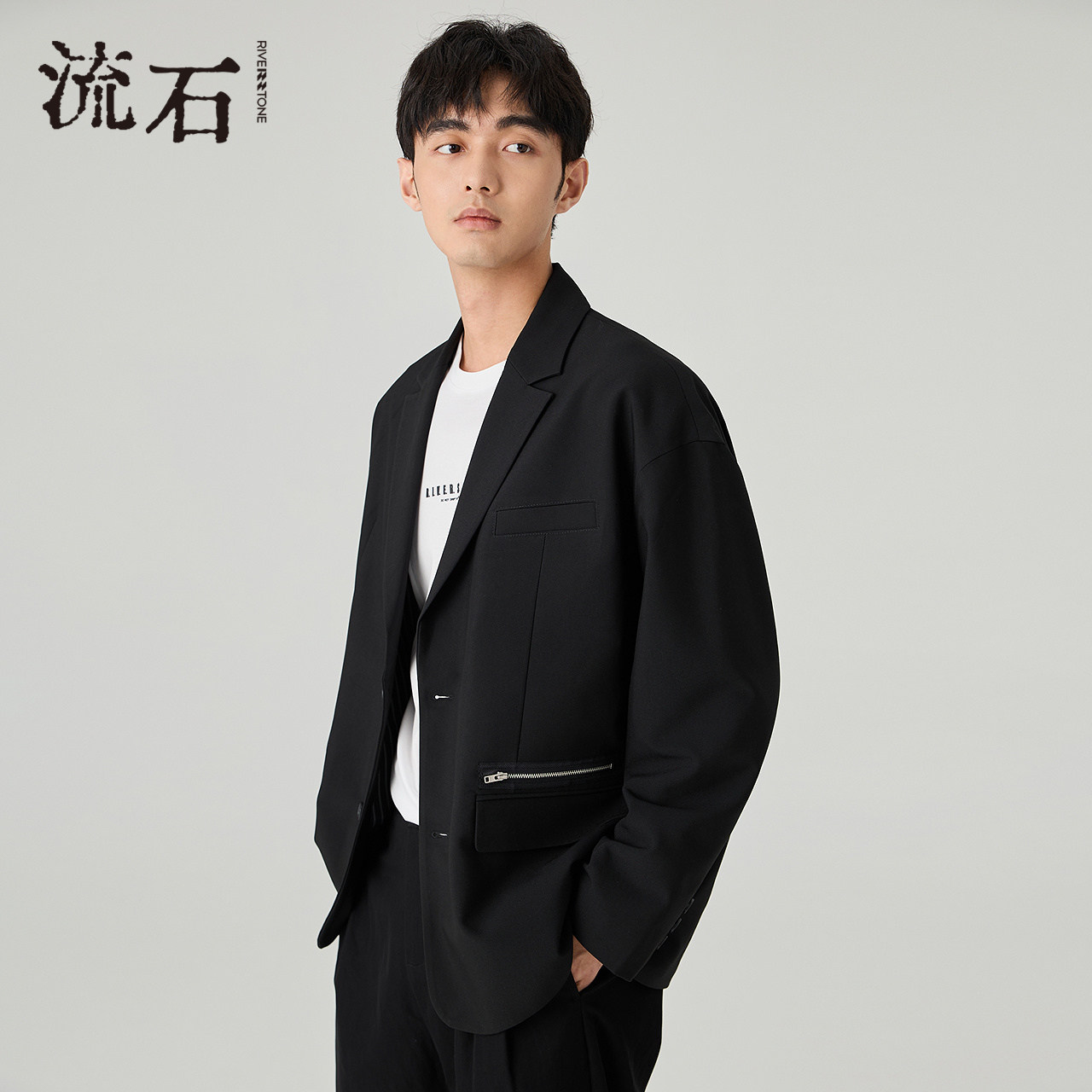 RS流石男装时尚休闲西服2026新款春秋简约高端小西装舒适西便外套