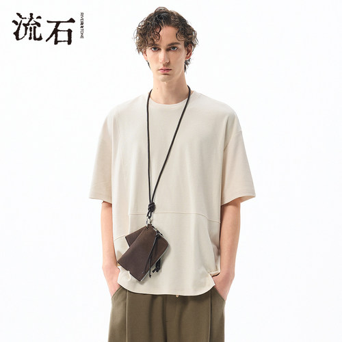 商场同款流石男装拼接短袖T恤潮