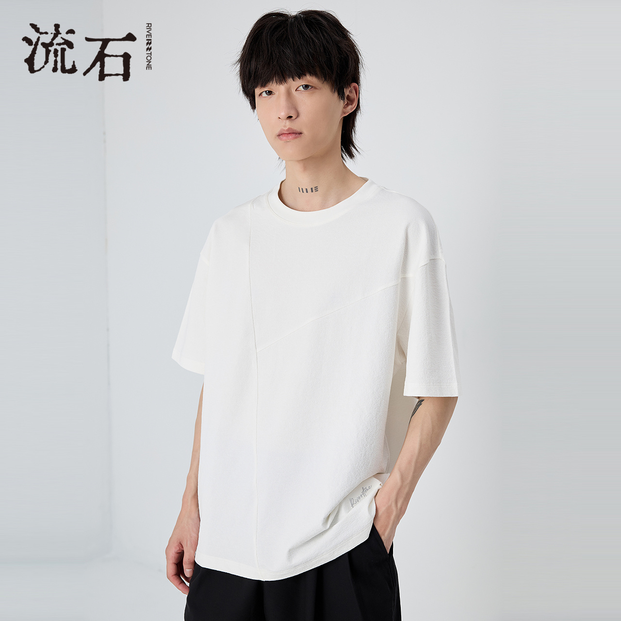 商场同款流石男装肌理感短袖T恤