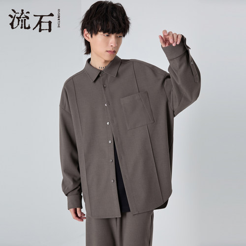 商场同款流石男装磨毛长袖衬衫