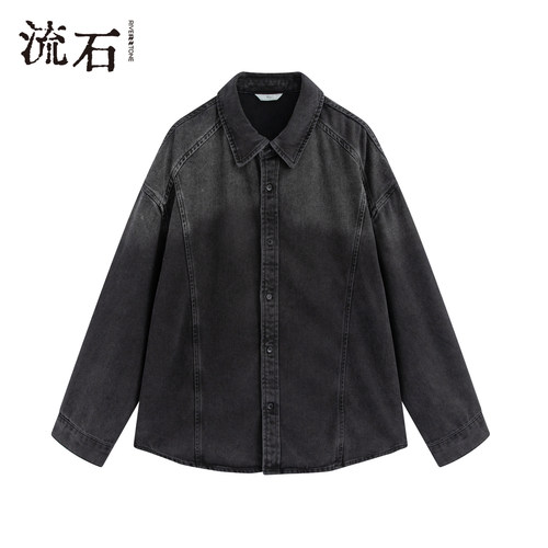商场同款流石男装做旧牛仔衬衫潮