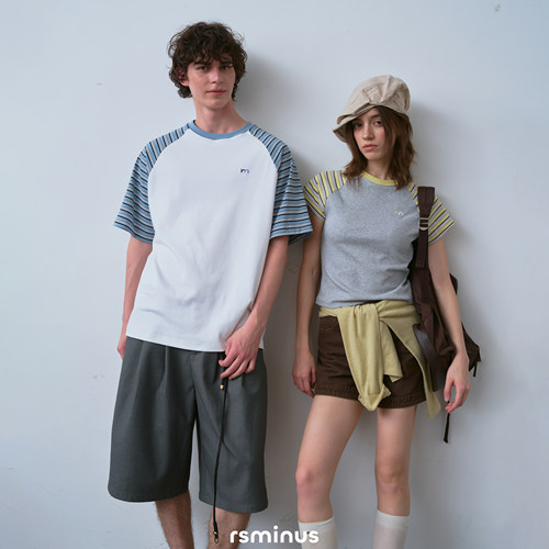 riverstone男女撞色条纹复古短袖