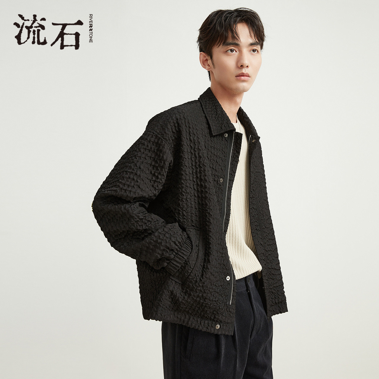 流石男装春装宽松时尚设计感外套男士2026年春季新款春季高端休闲