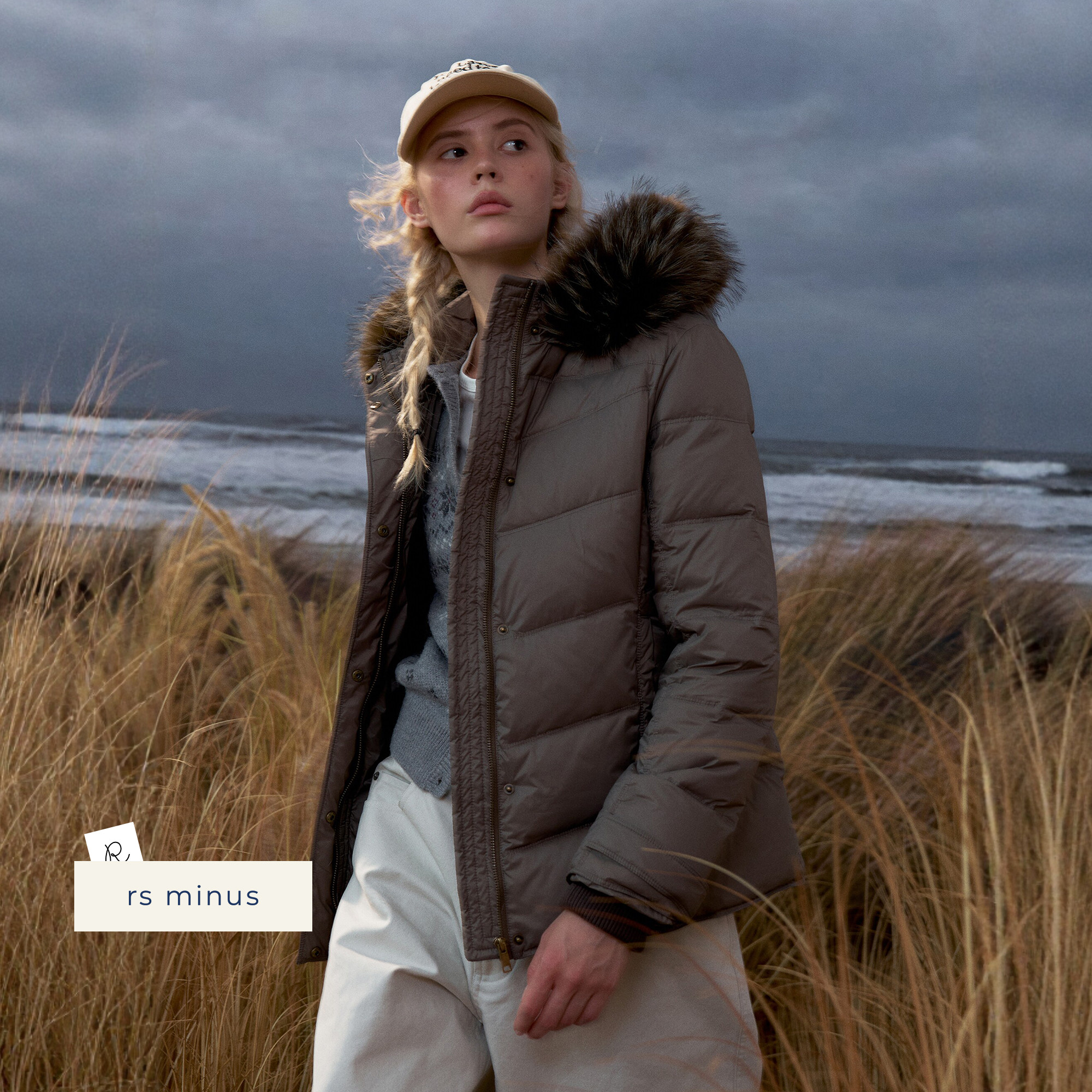 riverstone minus 地质学｜女不规则绗缝防风毛领羽绒服2026冬季