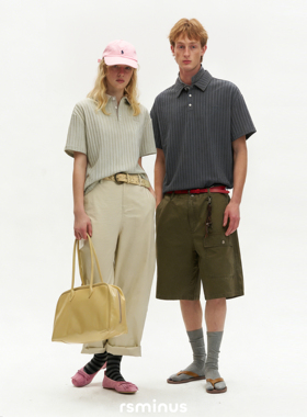 riverstone欧美潮流翻领套头针织衫2026夏季男款vibe复古短袖T恤