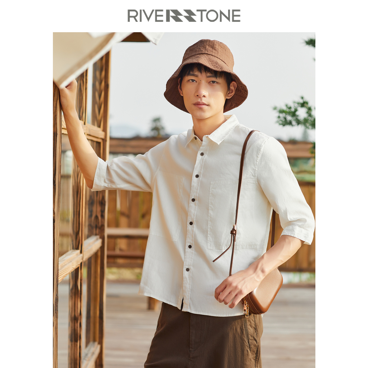 RS男装夏装时尚半袖衬衫2023夏季新款男士亚麻舒适透气短袖衬衣潮