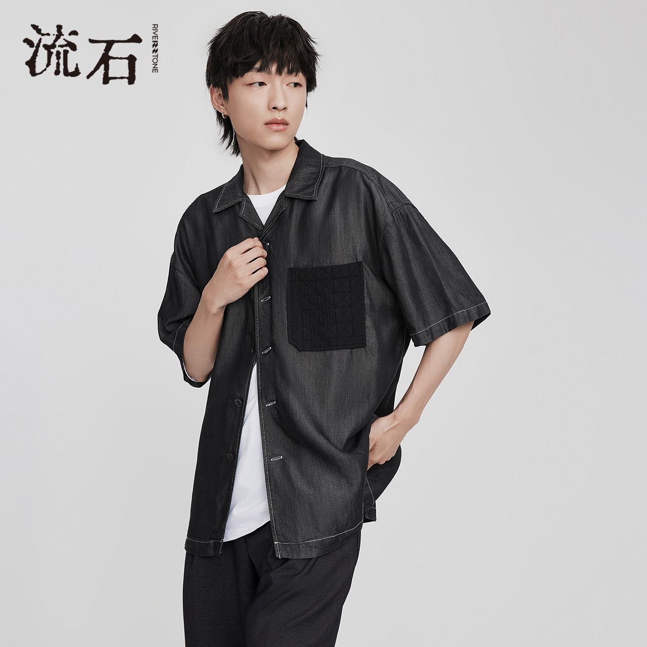 RS流石男装高端天丝冰爽短袖衬衫
